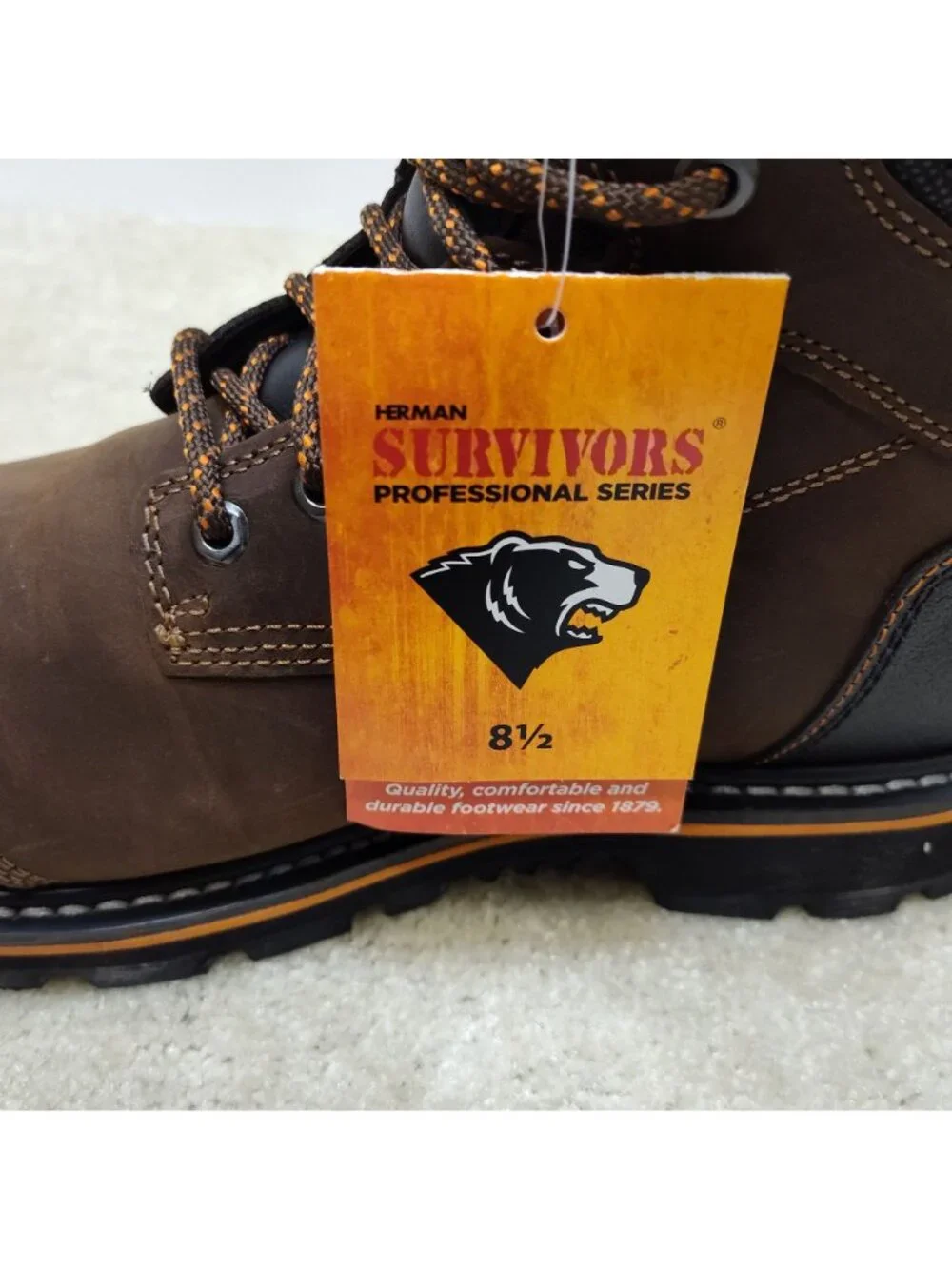 Herman Survivors Dozier Men 8.5 Steel Toe Work Boot Waterproof Leather ASTM Rate